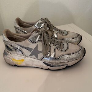 Golden Goose Silver and Gray Star Sneakers